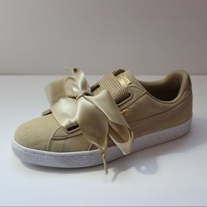 Puma Bow Basket Sneakers Tan Women 9.5